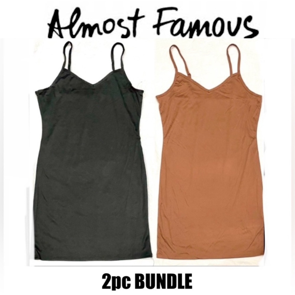 ALMOST FAMOUS 2pc bundle slip dress/under dress slip black/copper sizeL&XL NEW